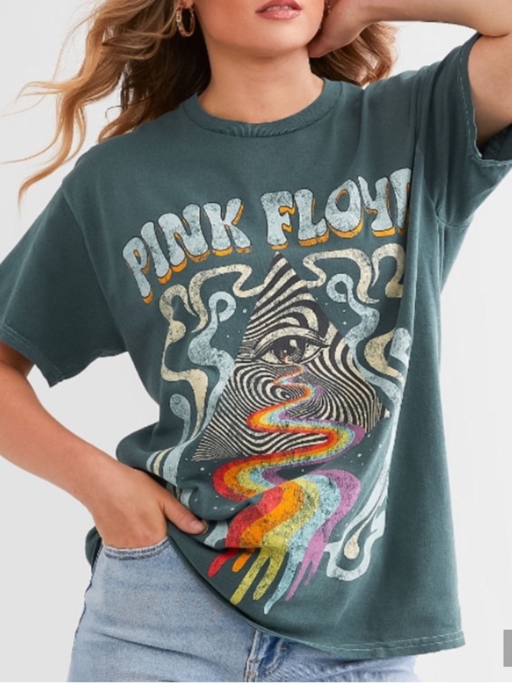 Pink Floyd • Dark Side • Short Sleeve Tee • Teal-Green • 100% Cotton